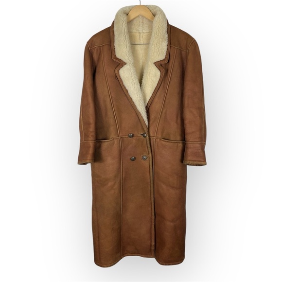Vintage Ardney Authentic Shearling Lined Genuine Leather Double Breasted Coat - Picture 2 of 10